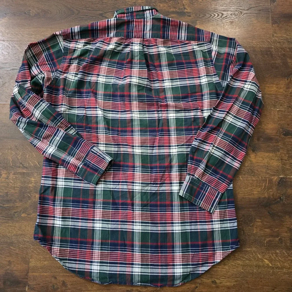 Ralph Lauren Classic Fit Plaid Button Down Shirt Mens 15 32/33 Red Green Tartan